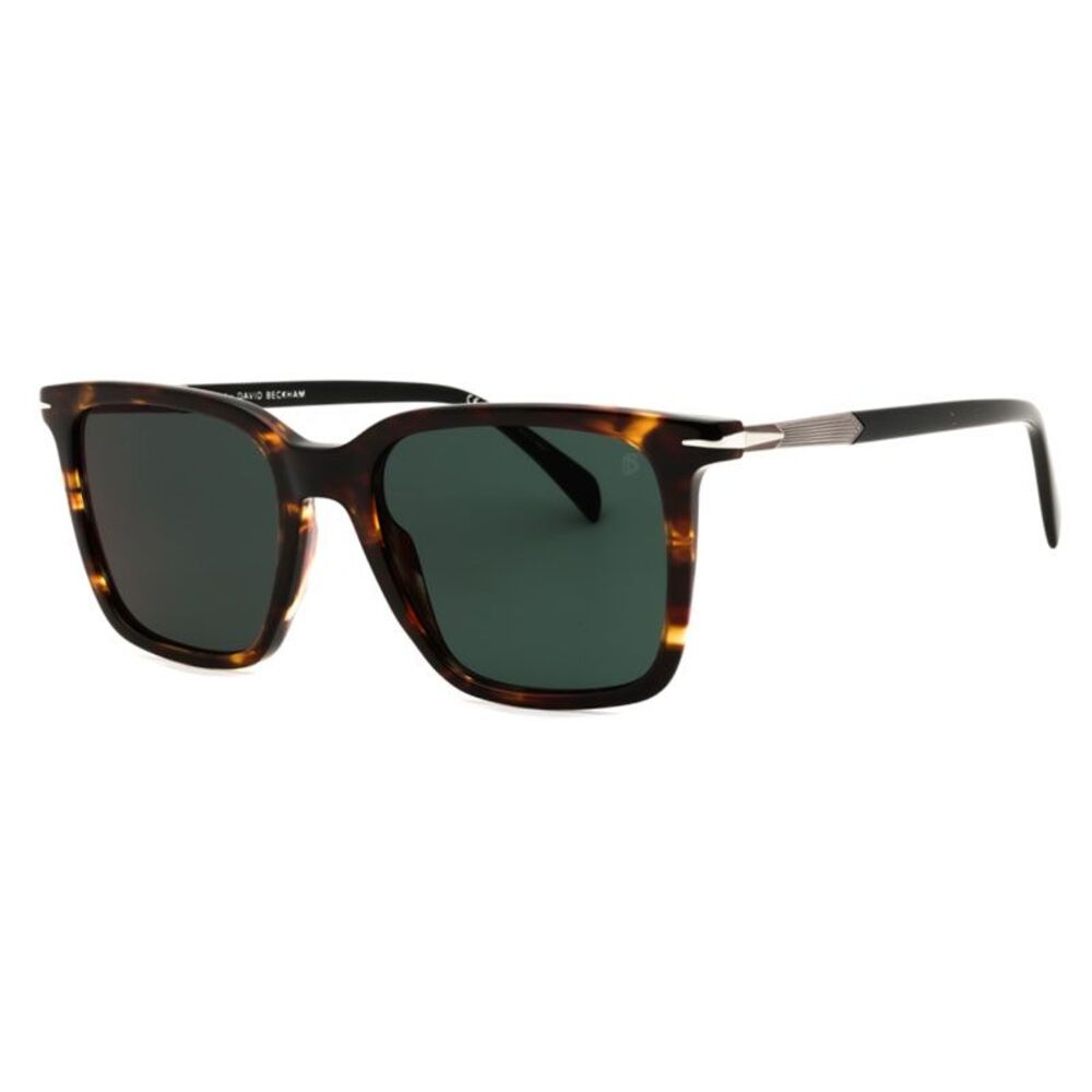 David Beckham Sunglasses Square Full Rim, Brown Horn Frame and Green Mirror